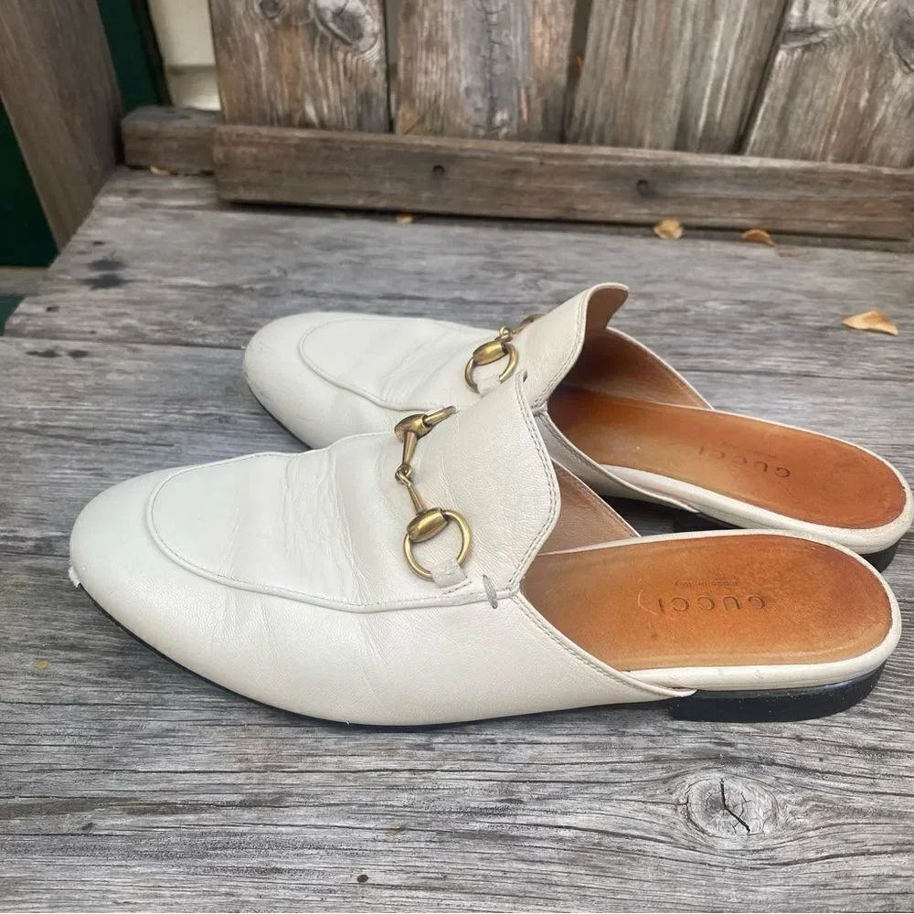 GUCCI PRINCETOWN LEATHER HORSEBIT SLIPPER LEATH BEIGE EU35